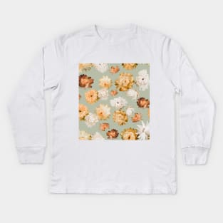 Tropical Flowers Seamless Pattern Kids Long Sleeve T-Shirt